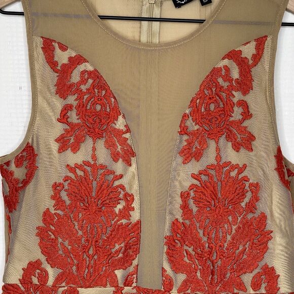 For Love & Lemons Red Floral Lace Nude Illusions Sheer Mesh Peplum Tank Top Sz S - Picture 6 of 11